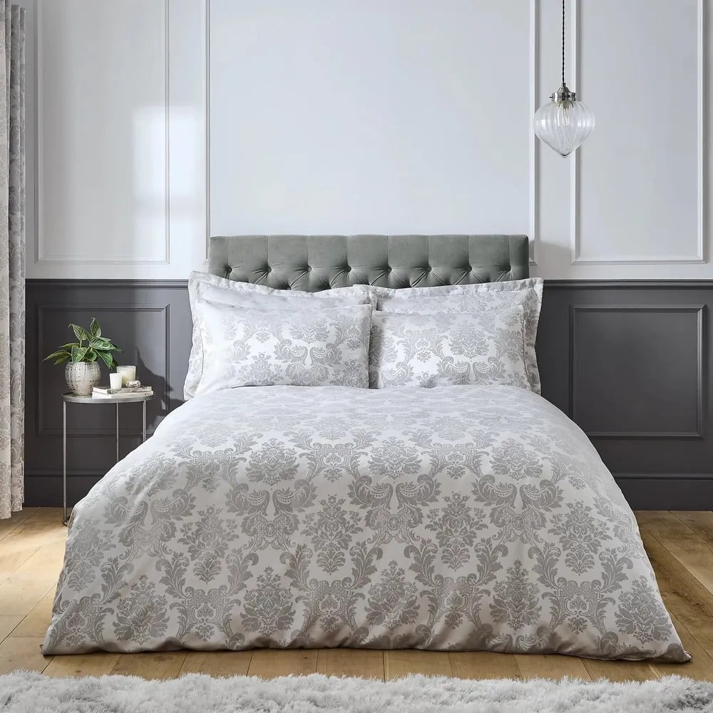 Biancheria da letto grigia Jacquard, 135 x 200 cm Damask Jacquard - Catherine Lansfield