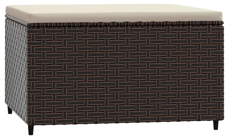 Poggiapiedi da giardino con cuscini 2 pz in polyrattan marrone