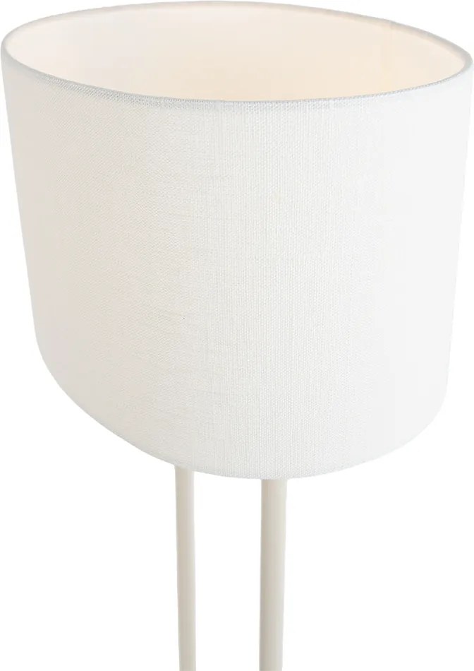 Lampada da terra beige con paralume ovale bianco in lino 35 cm - Thijmen