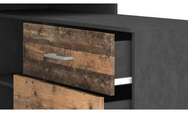 Scrivania con cassetti e angolo reversibile destra/sinistra JULES marrone/nero