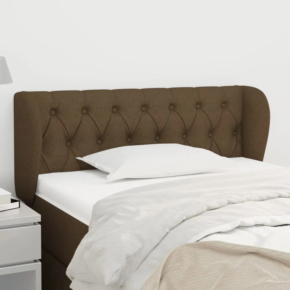 Testiera Ad Orecchio Marrone Scuro 93x23x78/88 Cm İn Tessuto /