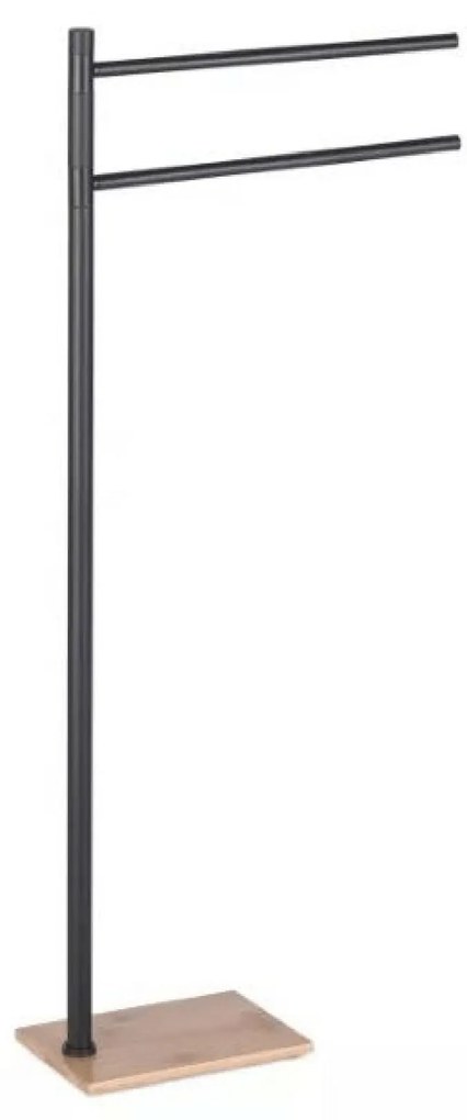 Piantana Portasalviette Con Base In Bamboo Gedy Nero Opaco