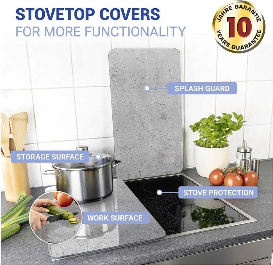 Set di 2 copri stufe in vetro grigio Universal - Wenko