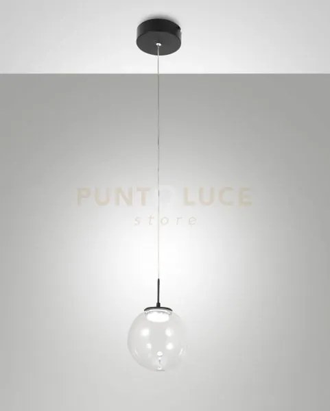 Ariel sospensione 1 luce traspararente goccia d.15cm a led cct 2700...