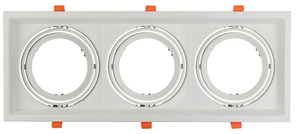 Faro da Incasso Orientabile Bianco - 3 lampade AR111 Foro 460x160mm