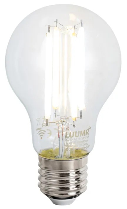 Lampada da terra intelligente nera con oro e vetro fumé incl. Wifi A60 - Zuzanna