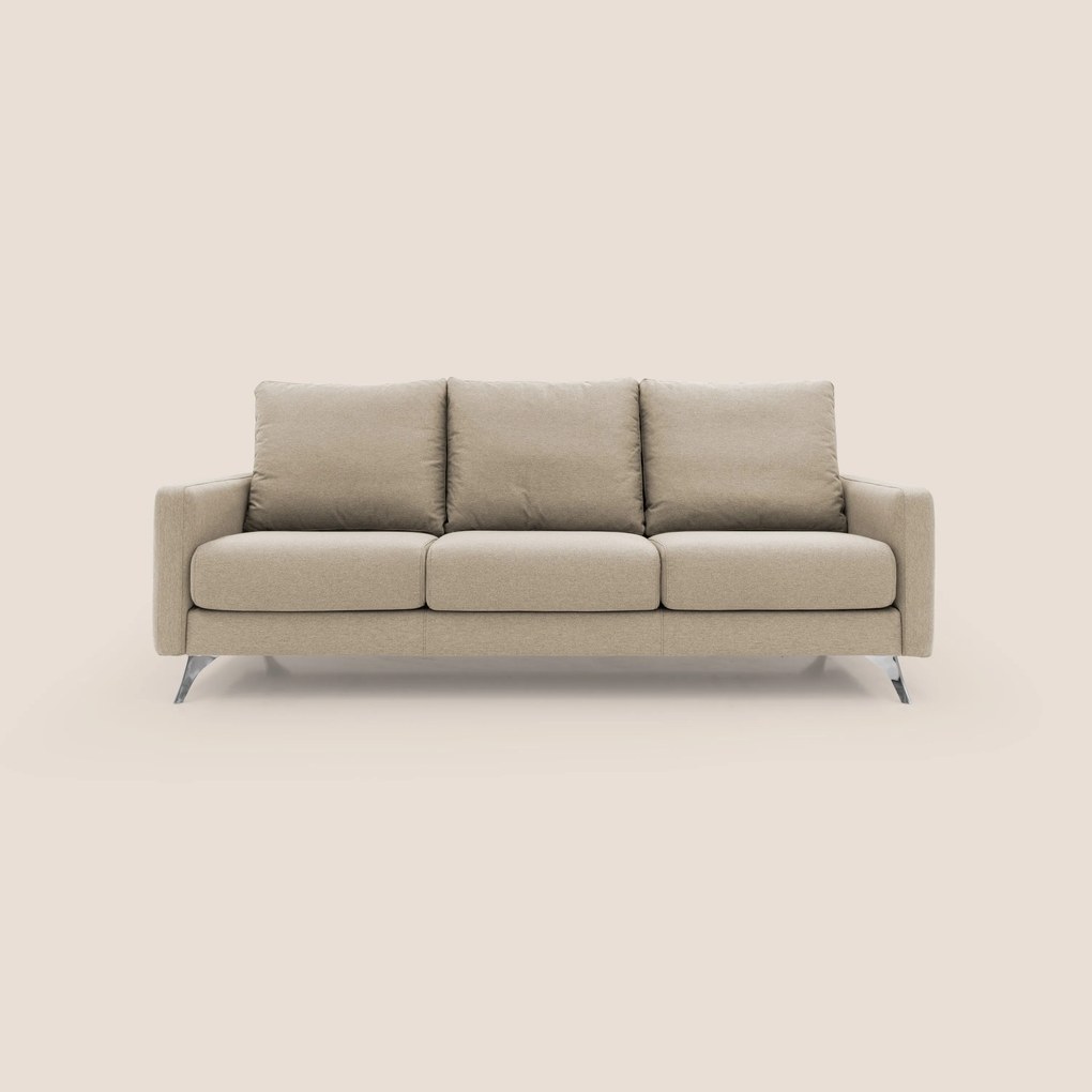Klimt divano con 3 sedute allungabili e schienali in piuma d'oca in tessuto smacchiabile T05 beige