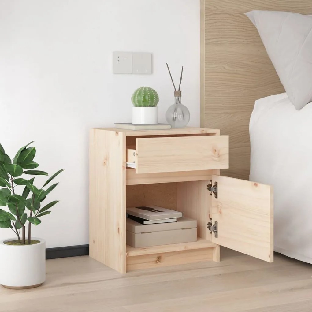 Comodino 40x31x50 cm in legno massello di pino