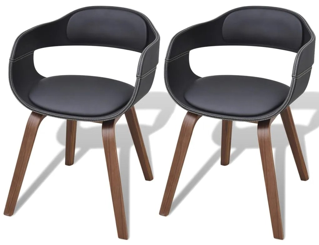 Sedie Da Pranzo 2 Pz Nere İn Legno Curvo E Similpelle /