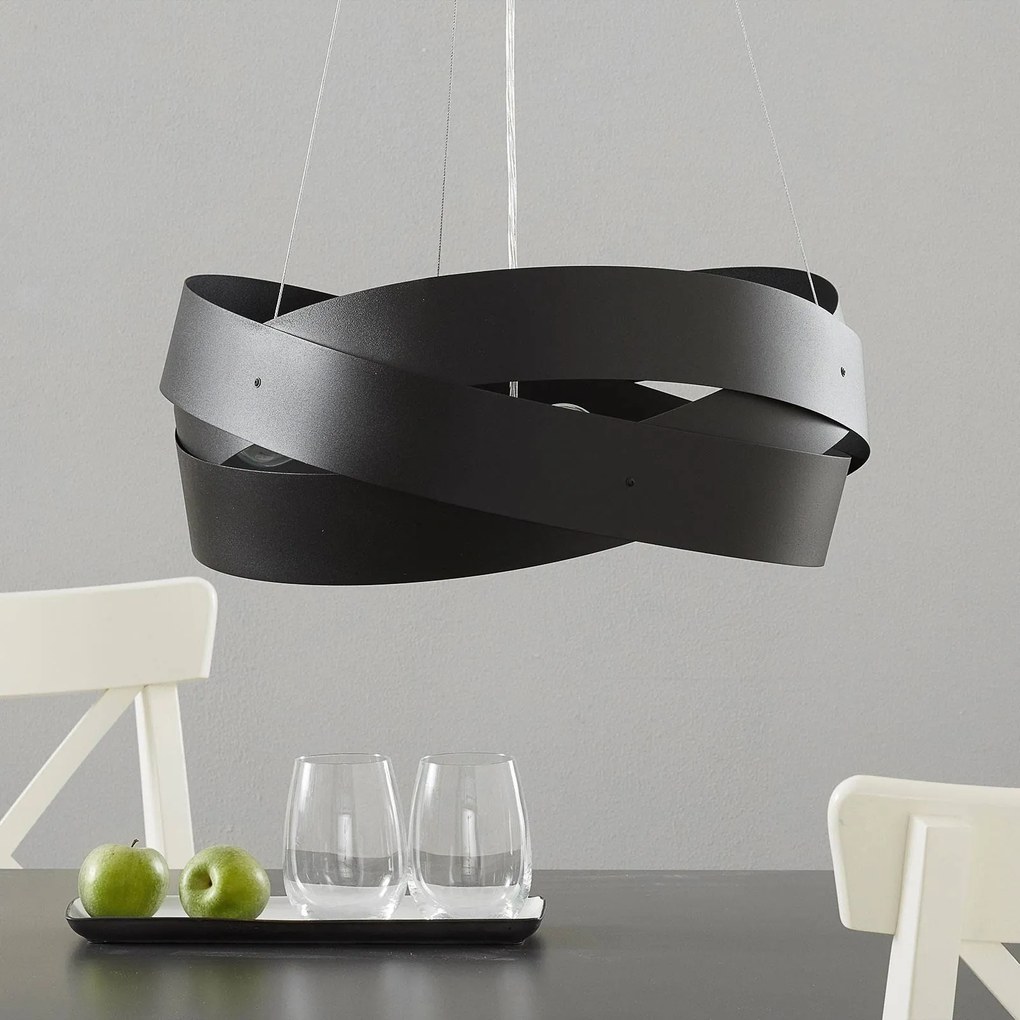 Lampada a sospensione Tornado Domiluce, dimmerabile, Nero, Soggiorno / Sala da pranzo, Metallo, Moderno, Lampada a sospensione