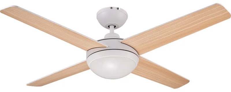 Ventilatore da soffitto LED Aveiro pale faggio, struttura bianco ø 122 cm, silenzioso con telecomando INSPIRE