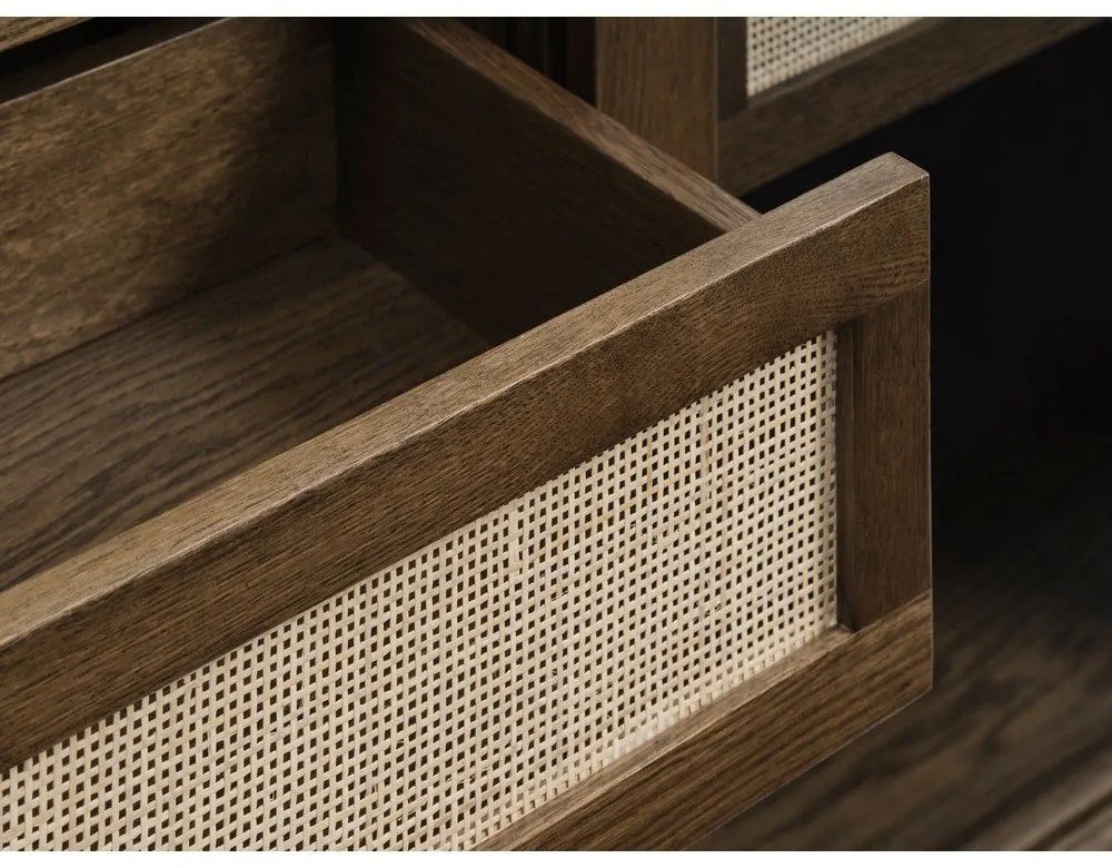 Vetrina marrone scuro effetto rovere con ante scorrevoli 110x160 cm Barrali - Unique Furniture