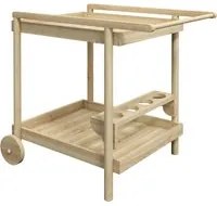 Carrello Portavivande a 2 Ripiani e 4 Portabottiglie 78x58.5x75 cm in Legno di Abete