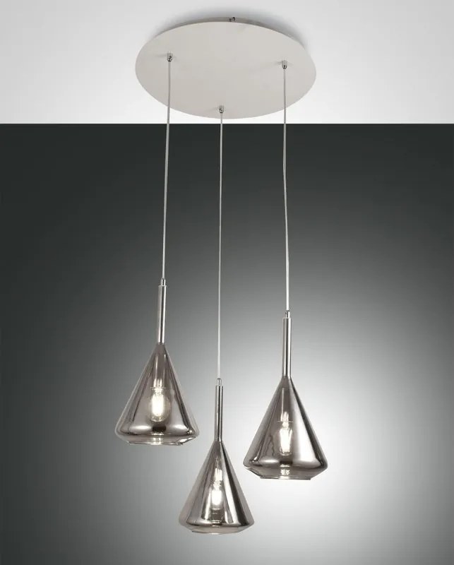 Lampadario Glamour Tris bianco paralume fumo 3x E27 LA MIA LUCE