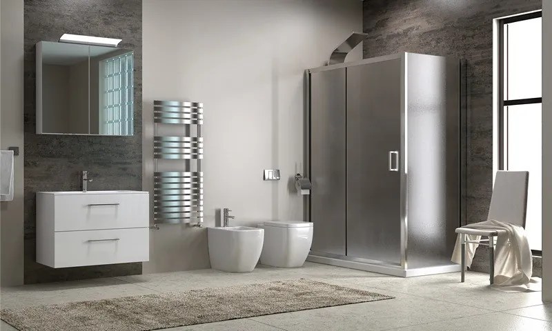 Box doccia angolare 130x70 laterale fisso 70cm vetro opaco altezza 180cm | K410NS - KAMALU