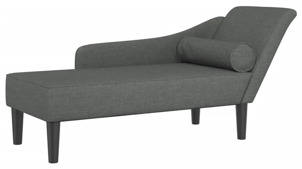 Chaise longue con cuscini grigio scuro in tessuto