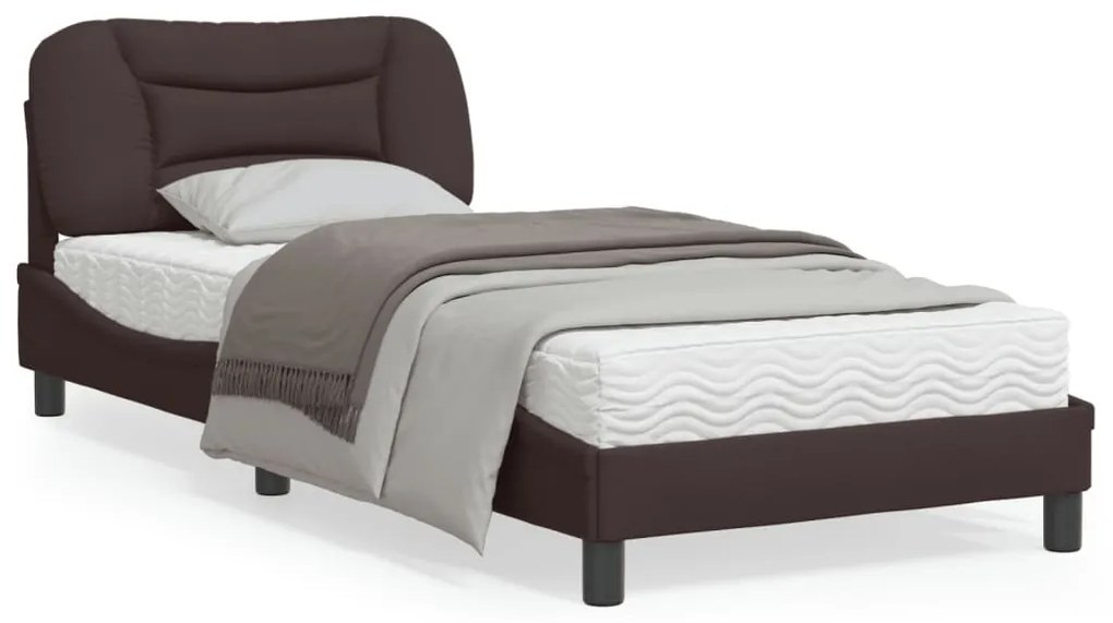 Giroletto con testiera marrone scuro 90x200 cm in tessuto