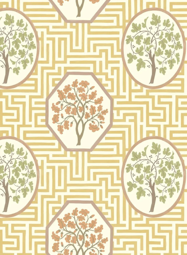 GP & J Baker Carta da parati Royal Maze - Ochre