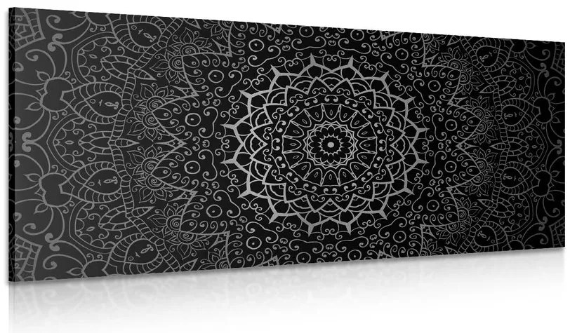 Quadro su tela – Mandala vintage in stile indiano in bianco e nero