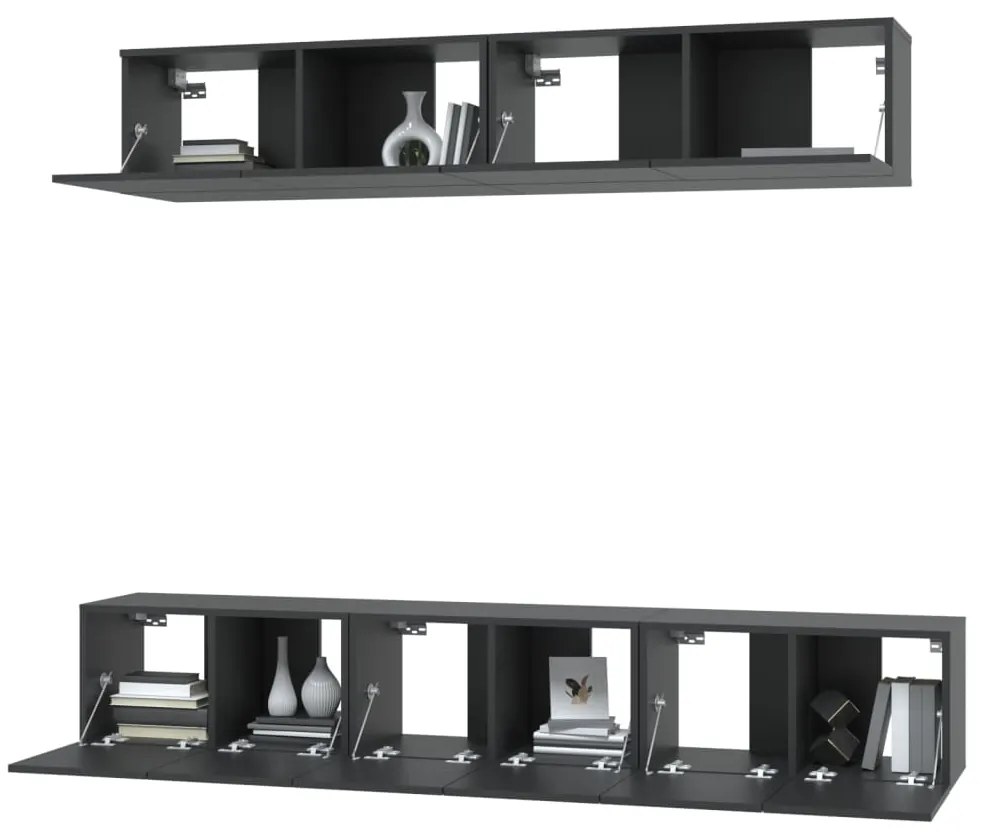 Set di mobili porta tv 5 pz nero in legno multistrato