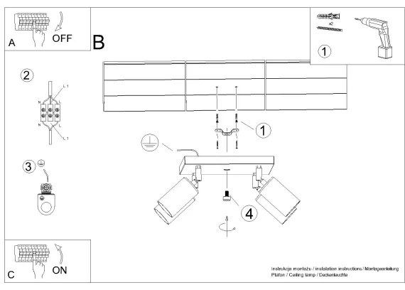 Sollux SL.1370 - Faretto WINX 4xGU10/10W/230V nero/cromo