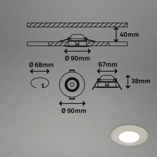 Briloner 7598032 -SET 3x Lampada LED da incasso per bagni LED/4,9W/230V IP44 cromo