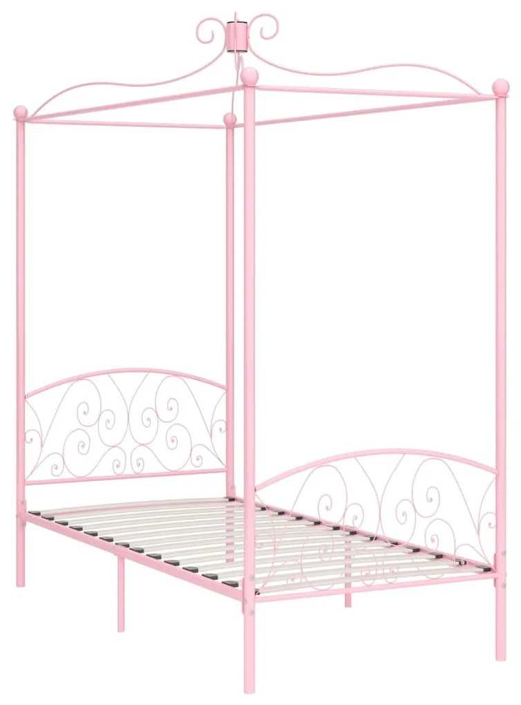 Letto a baldacchino rosa in metallo 90x200 cm