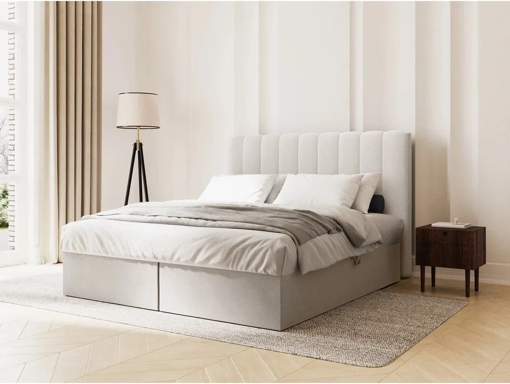 Letto boxspring blu scuro con contenitore 180x200 cm Gina - Milo Casa