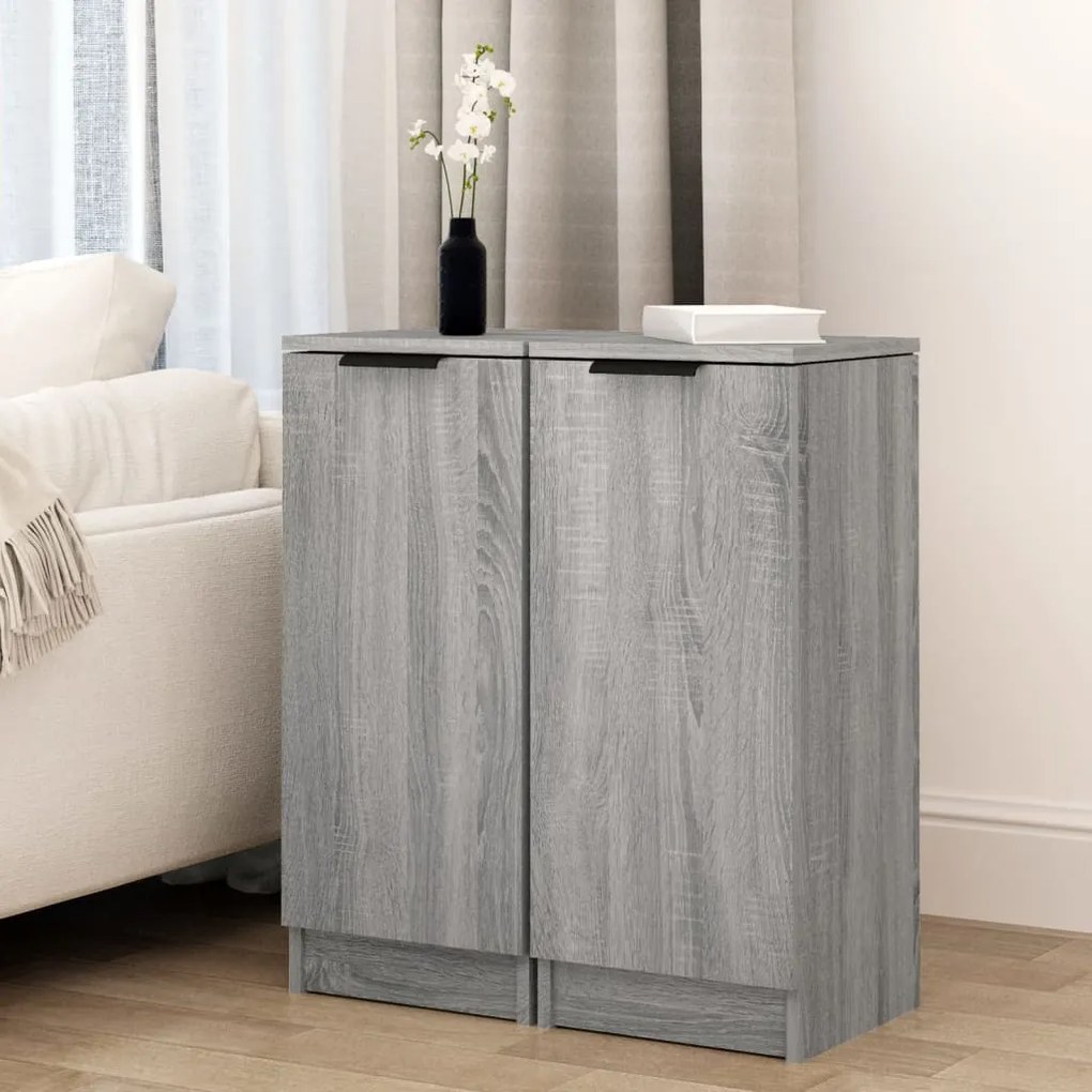 Credenze 2 pz grigio sonoma 30x30x70 cm in legno multistrato