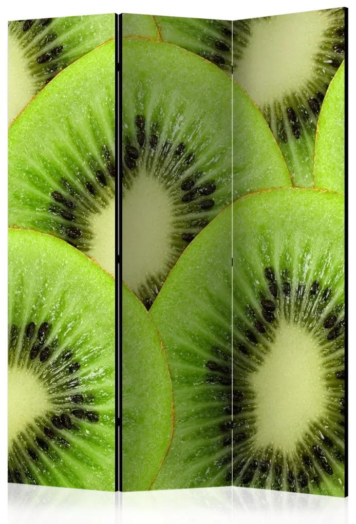 Paravento design Fette di kiwi (3 pezzi) - frutta tropicale di colore verde
