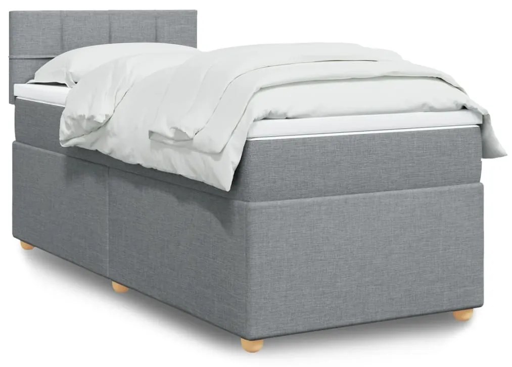 Giroletto A Molle Con Materasso Grigio Chiaro 80x200 Cm Tessuto /