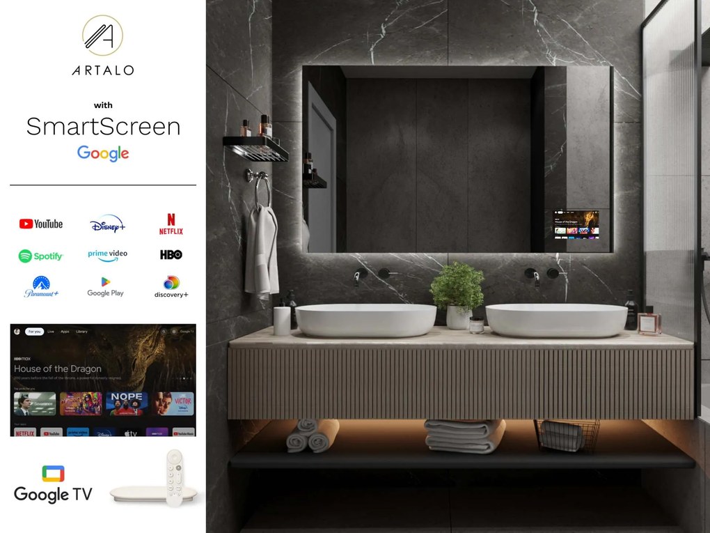 SMART specchio con illuminazione M24 + SmartScreen with Google TV