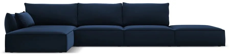 Divano angolare blu scuro (con penisola a sinistra/con chaise lounge) con rivestimento in velluto Vanda – Mazzini Sofas