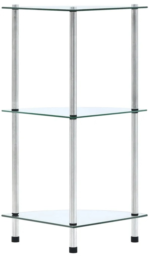 Scaffale a 3 livelli trasparente 30x30x67 cm in vetro temperato