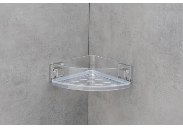 WENKO 22686100-Mensola angolare VACUUM-LOC QUADRO ED 28x19,5 cm argento/trasparente