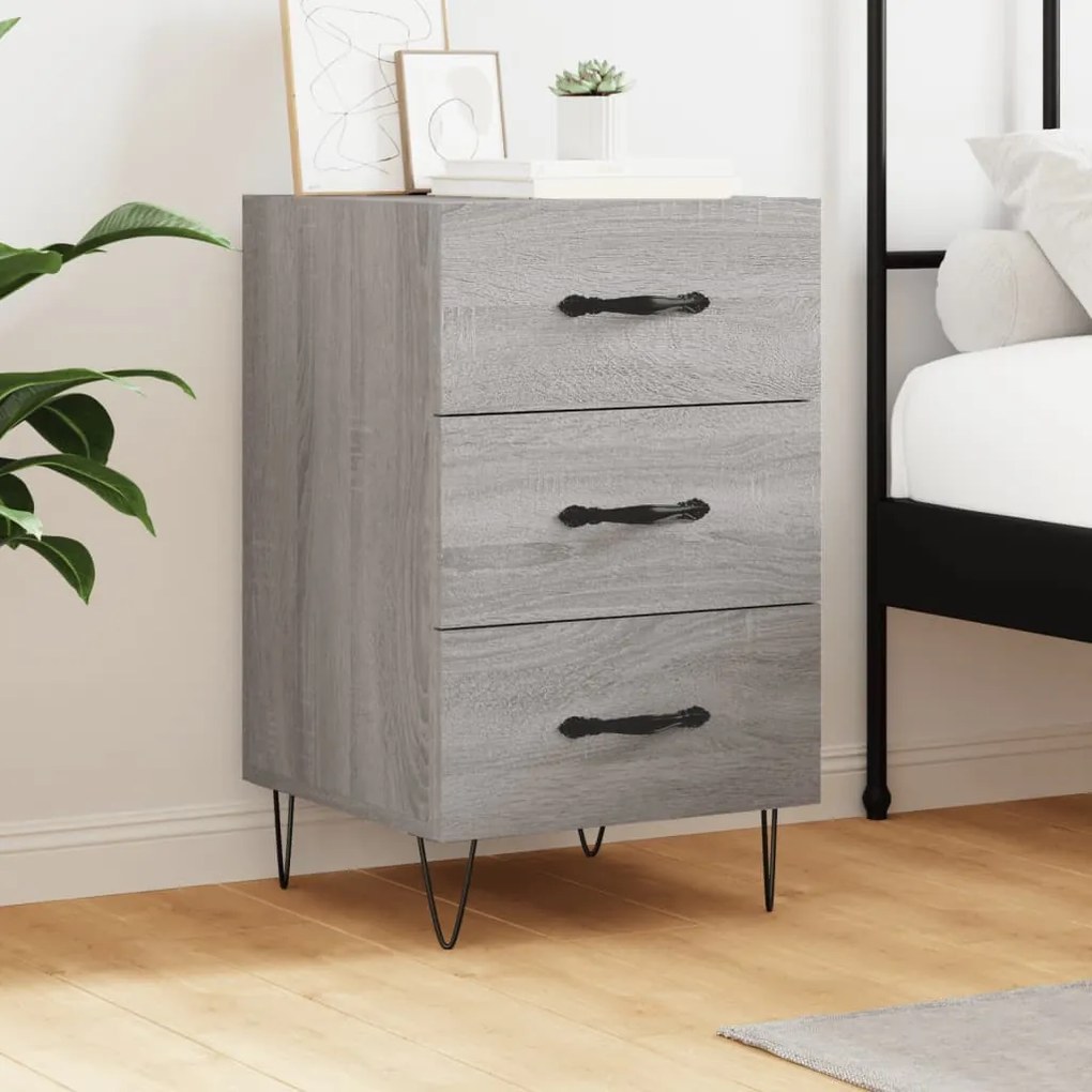 Comodino Grigio Sonoma 40x40x66 Cm İn Legno Multistrato /