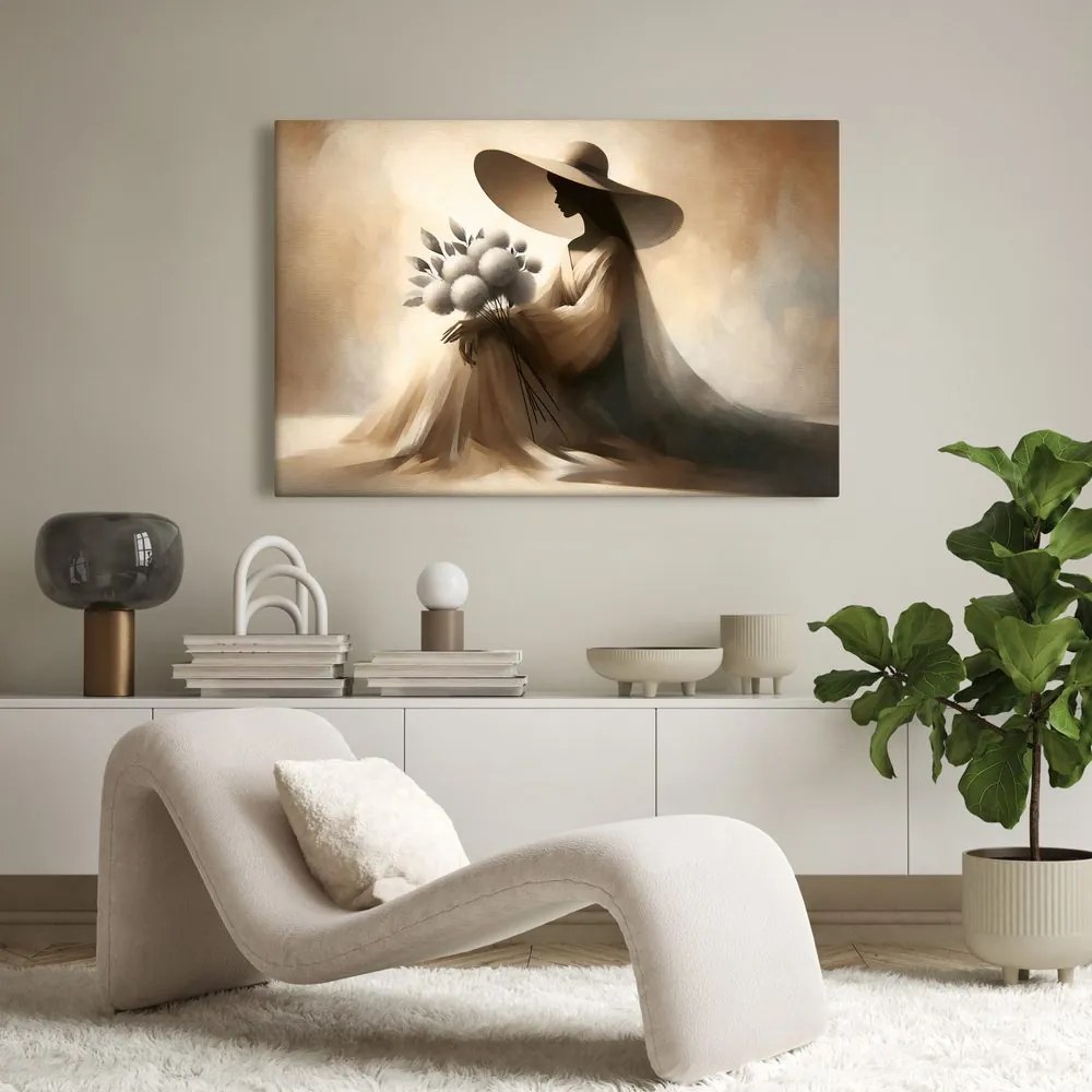 Quadro su tela – Silhouette di donna con fiori
