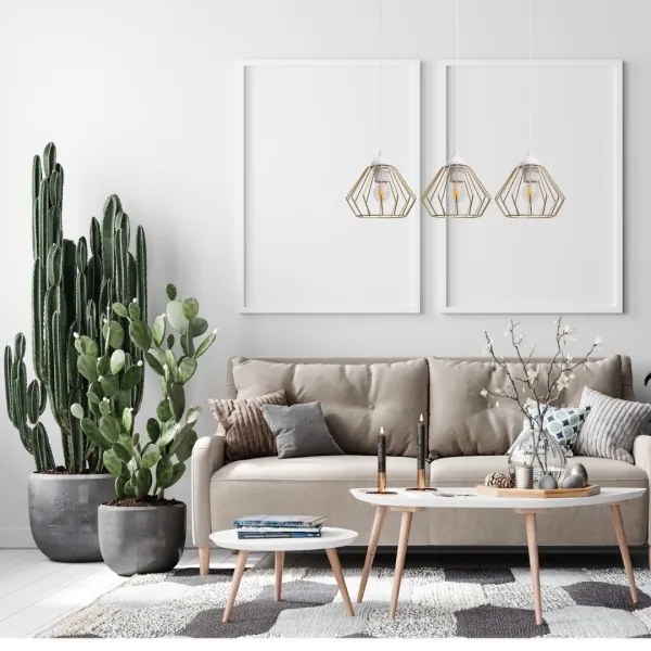 Lampadario a sospensione con filo CEED GOLD 3xE27/60W/230V bianco/oro