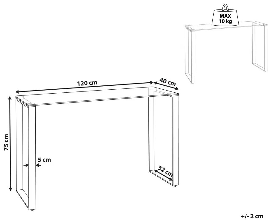Tavolino consolle vetro temperato trasparente 120 x 40 cm TILON Beliani