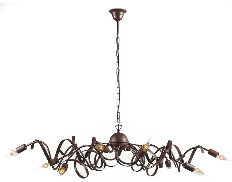 Lampadario rustico marrone 10 luci - Ricciolo