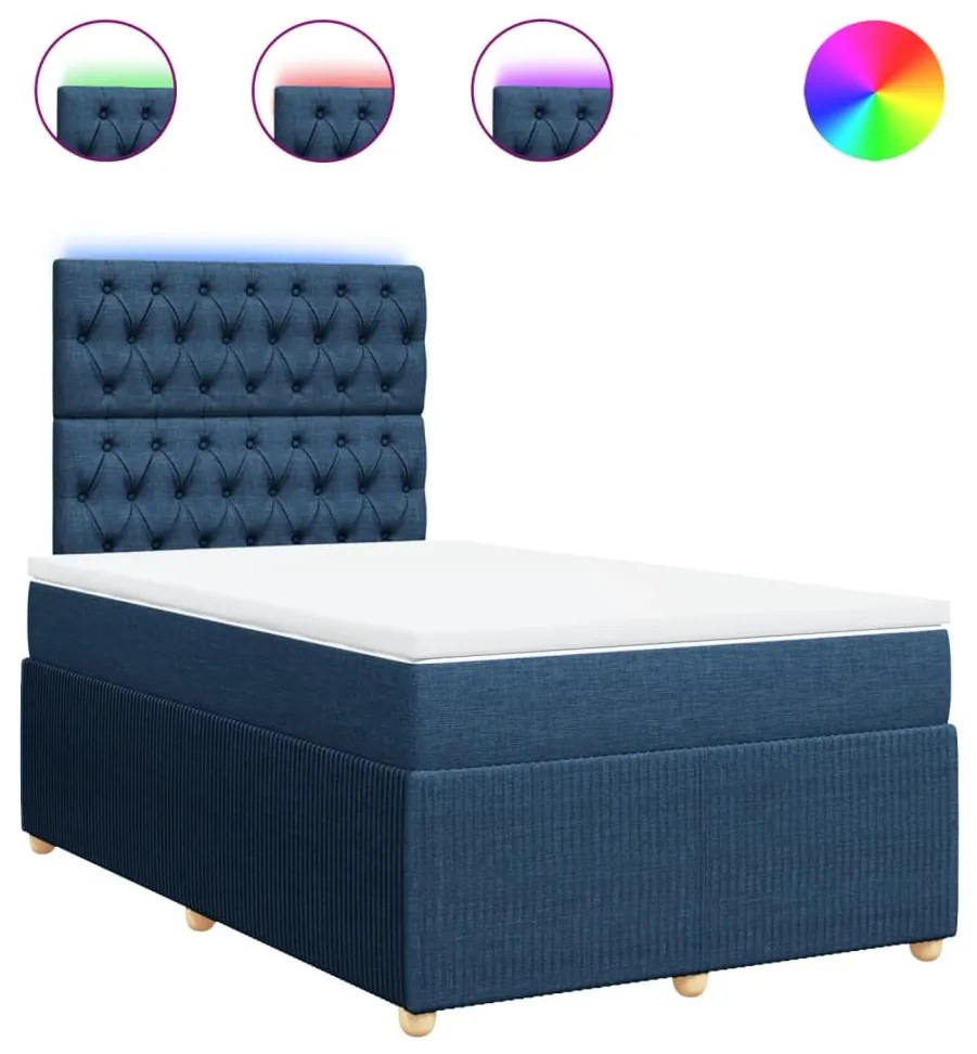 Giroletto a molle con materasso blu 120x190 cm in tessuto