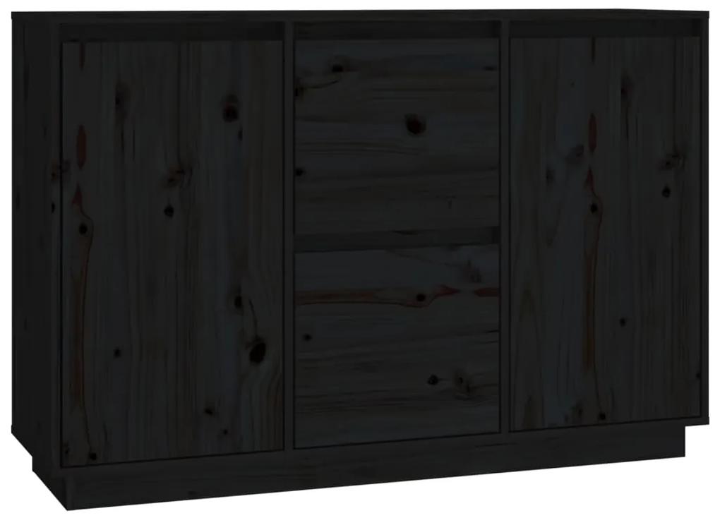 Credenza nera 111x34x75 cm in legno massello di pino