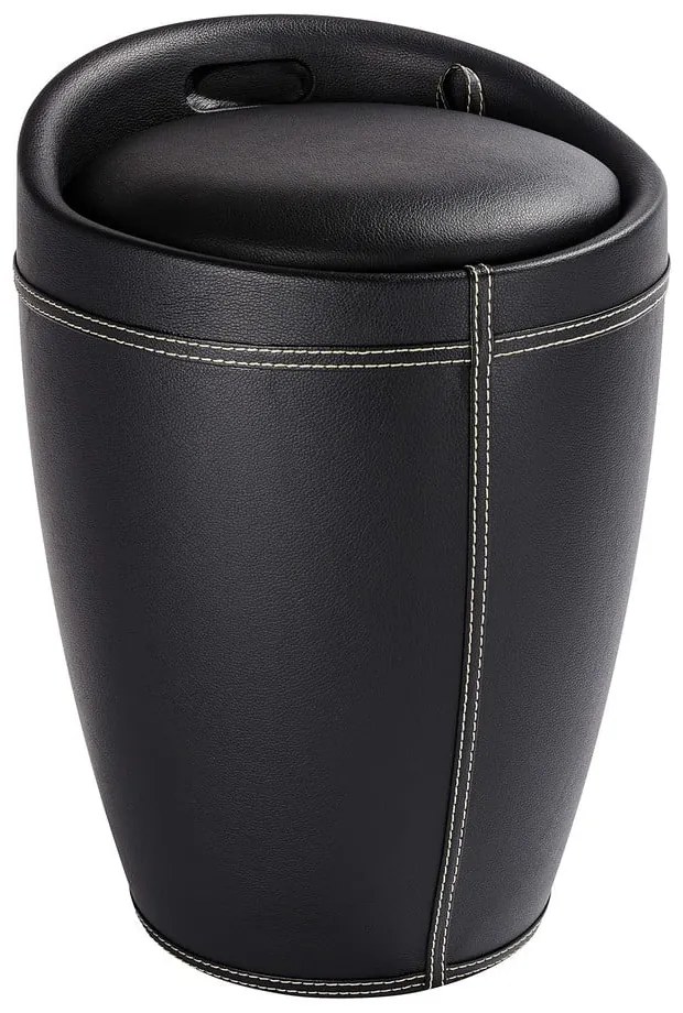 Cesto per la biancheria nero e sgabello in un unico pezzo Linen Look, 20 l Candy - Wenko