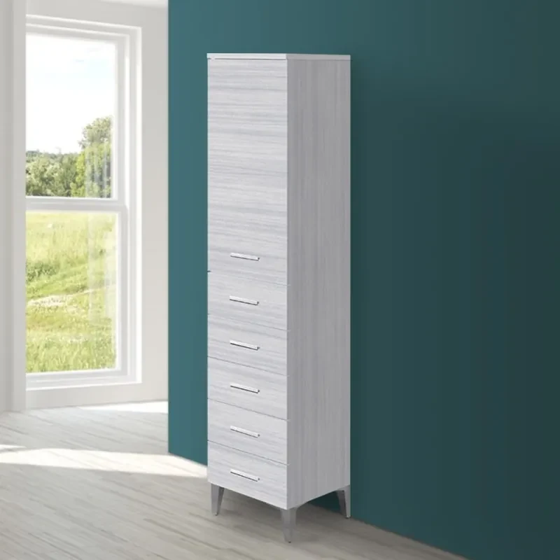 Colonna Bagno Porta Asciugamani H.154 Colore Grigio Multiuso con 5 Cassetti
