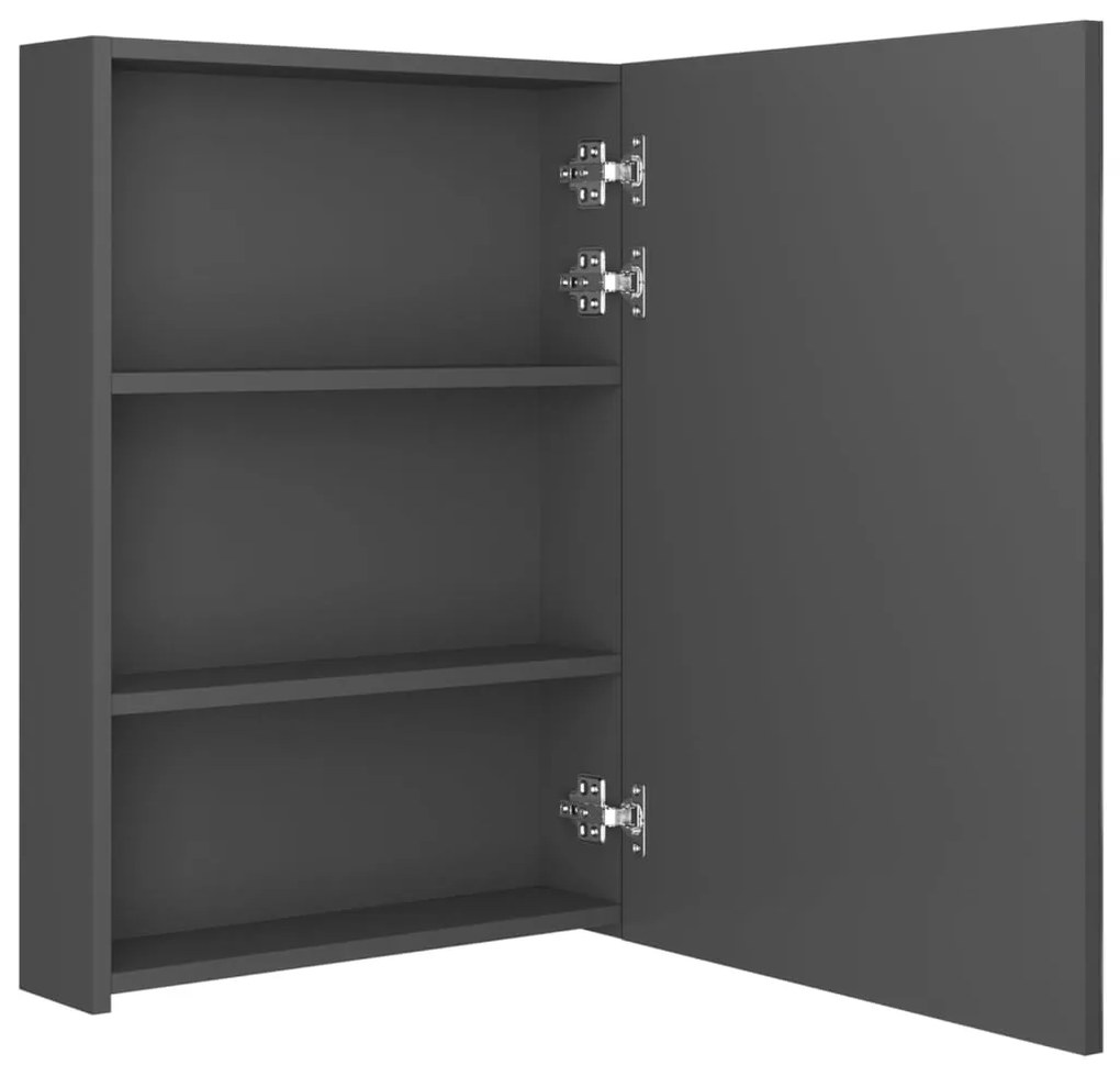 Armadietto bagno con specchio e led grigio 50x13x70 cm