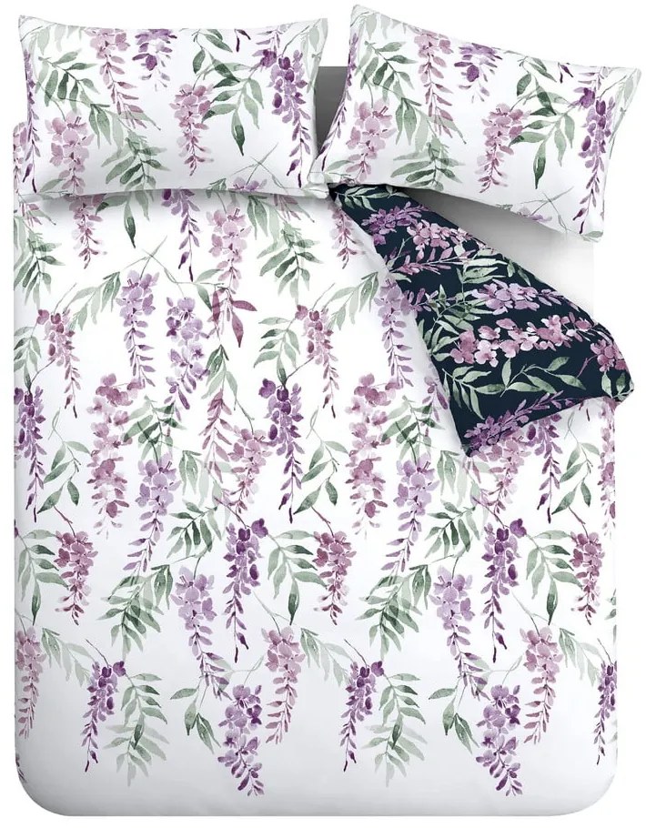 Biancheria da letto singola bianca e viola 135x200 cm Wisteria - Catherine Lansfield