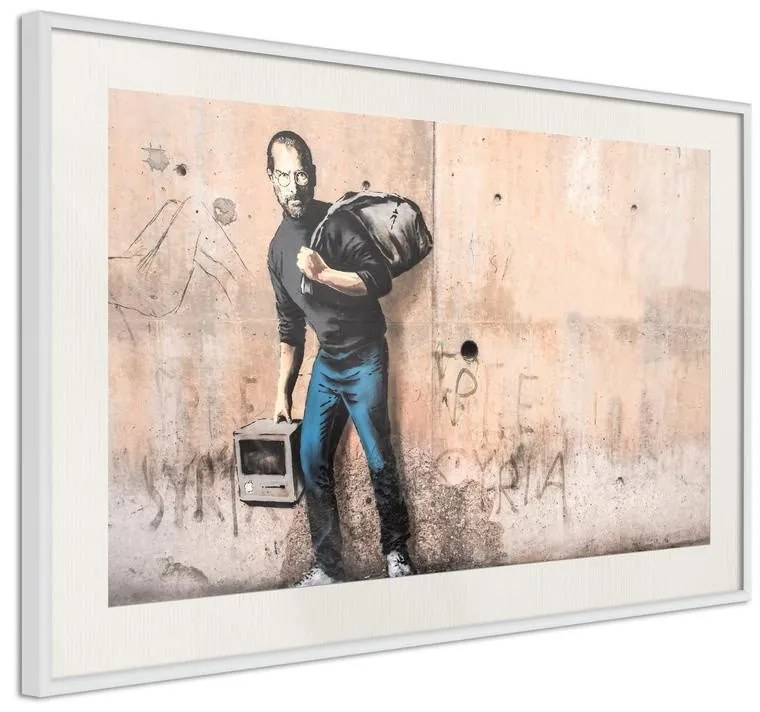 Poster  Banksy: The Son of a Migrant from Syria  Cornice Quadri Cornice d'oro con passe-partout, Larghezza x Altezza Home decor 45x30