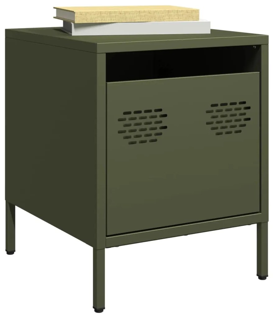 Comodini 2 Pz Verde Oliva 35x39x43,5 Cm İn Acciaio /