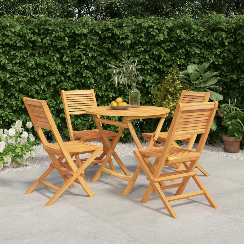Set Da Pranzo Per Giardino 5 Pz İn Legno Massello Di Teak /