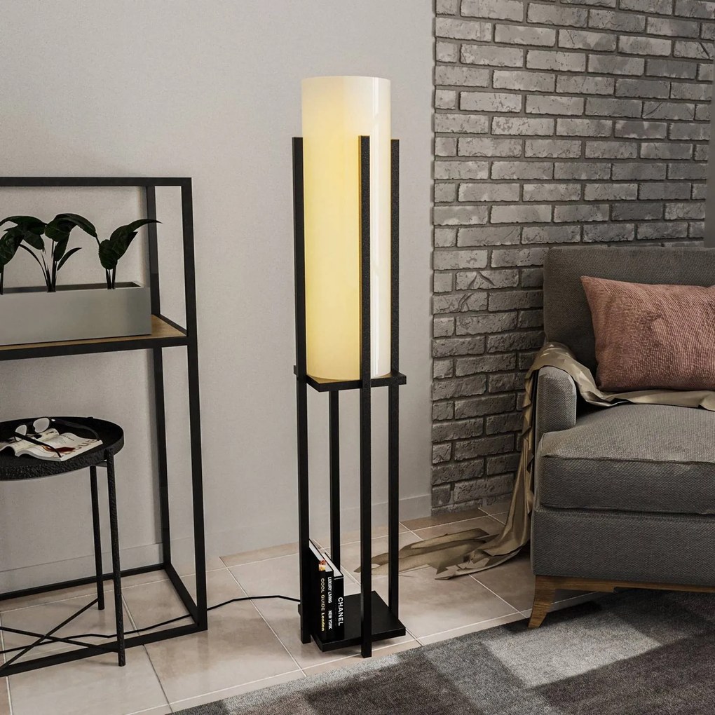 Opviq Lampada da terra 8125, bianco/nero, metallo/tela, altezza 130 cm